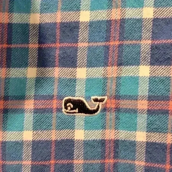 Vineyard Vines Whale Shirt Blue Check Classic Fit XL (18)boys - Picture 3 of 6